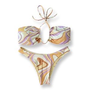 Monday Swimwear Italian Ice Bikini Top & Bottom, sz L
